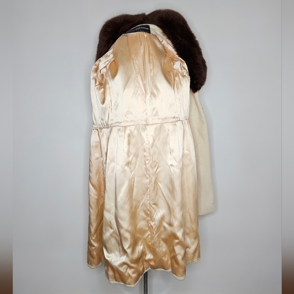 VTG 70s Pierre Cardin Princess-Cut Coat with Fox Fur Collar - Picture 13 of 16